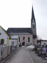 Siegsdorf, Pfarrkirche Mariae Empf�ngnis, erbaut von 1779 bis 1781 durch Plazidus Nizinger (26.02.2017)