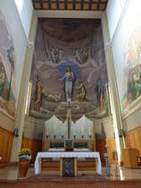 Montegrotto, Fresko im Chor des Dom San Pietro, Altar von Bildhauers Luigi Strazzabosco (29.10.2017)