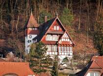 Waldshut, Am Mhleberg 22, schnes Wohnhaus am Waldrand, mit Trmli und Uhrwerk - 09.01.2014