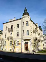 Sch�nes historisches Haus in dem Jiraskova Stockbild in Franzensbad am 24. Februar 2018.