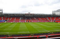 Die Bobby Charlton-Tribune im Fuballstadion Old Trafford - das Heimstadion des Fuballvereins Manchester United. Aufnahme: 11. Mrz 2018.