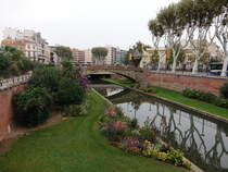 Perpignan, Brcke und Huser am Quai Francois Batilo (30.09.2017)