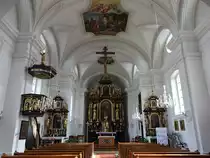 Vachendorf, barocke Kanzel und Alt�re in der Maria Himmelfahrt Kirche (26.02.2017)