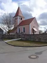 Oberndorf, Ev. Marienkirche, Saalbau mit Chorturm, Ende 12. Jahrhundert, Chor im 14. Jahrhundert ver�ndert, 1732 nach S�den erweitert (05.03.2017)