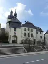 Berg, Torturm, Rathaus und Ev. Kirche, erbaut im 15. Jahrhundert (14.04.2017)