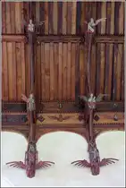 Knapton. Die Saint Peter and Saint Paul Parish Church besitzt eine kunstvoll geschnitzte Deckenkonstruktion mit drei Reihen von Engeln. Weitere Engel befinden sich an den Giebelbalken. 05.05.2018