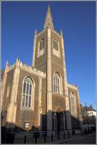 Harwich. Die 1821 erbaute Saint Nicholas Church im abendlichen Sonnenschein. 06.05.2018 