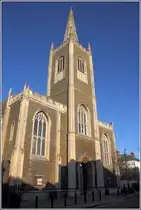 Harwich. Die 1821 erbaute Saint Nicholas Church im abendlichen Sonnenschein. 06.05.2018 