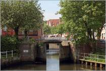 Buxtehude. Blick von der Hafenbrcke in das Fleth. 22.05.2018
