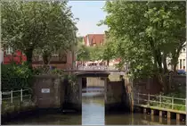 Buxtehude. Blick von der Hafenbr�cke in das Fleth. 22.05.2018