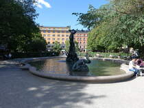 Stockholm, Brunnen Tors Fiske am Mariatorget im Stadtteil Sdermalm (04.06.2018)