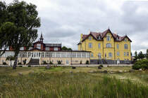Aarsund Badehotel stlich von Haderslev (Deutsch: Hadersleben) in Nordschleswig ist ein Hotel gelegen in naturschner Lage mit direktem Strandzugang. Das Hotel wurde 1903 erbaut. Bis 1920 war Nordschleswig ein Teil des deutschen Reiches. Aufnahme: 23. Juni 2018.
