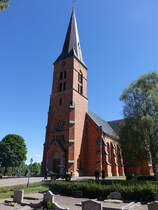Hllestad, neugotische Ev. Kirche, erbaut von 1893 bis 1895 durch den Architekten Gustaf Petterson (05.06.2018)