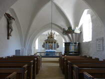 Norup, Altar und Kanzel in der Ev. Kirche, Kanzel von 1588 (06.06.2018)