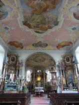 Glosberg, barocke Altre und Deckengemlde in der Wallfahrtskirche Maria Geburt (15.04.2017)