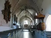 S�by, Altar und Kanzel in der Ev. St. Marien Kirche, Altar von 1520, Kanzel 16. Jahrhundert, Chorgest�hl um 1500 (08.06.2018)