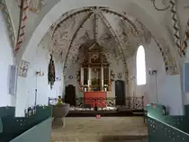 Skive, Ev. Vor Frue Kirche, Kalkmalereien von 1522, Altar von 1620 (08.06.2018)