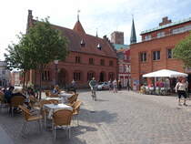 Ribe, Det gamle Radhus am Von Stockens Plads, erbaut 1496, seit 1708 Rathaus (09.06.2018)