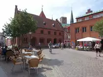 Ribe, Det gamle Radhus am Von Stockens Plads, erbaut 1496, seit 1708 Rathaus (09.06.2018)