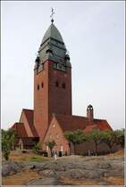 Gteborg. Die auf einem Hgel erbaute Masthuggskyrkan wurde 1914 geweiht. Von hier hat man einen guten Blick ber die Stadt. 18.07.2018