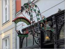Stralsund. Wirtshausschild  Zur Kogge  in der Tribseer Strae. 28.07.2018