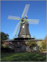 Osterbruch. 1863 wurde dieser Galeriehollnder erbaut. Die Windmhle wird wegen ihrer Rumpffarbe  Griesgraue  genannt. 14.10.2018