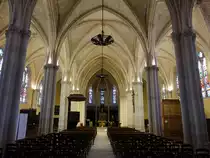 Sainte-Foy-la-Grande, gotischer Innenraum der Notre-Dame Kirche (25.07.2018)