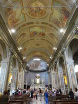 Menaggio, barocker Innenraum der St. Stefano Kirche, erbaut ab 1618 (23.09.2018)