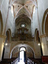 Trje, Orgelempore in der Prmonstratenser Klosterkirche, Orgel von Ignaz Kober Anfang des 19. Jahrhundert (29.08.2018)