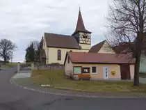 Hohnsberg, Ev. St. Michael Kirche, Chorturmkirche, erbaut von 1708 bis 1713 (11.03.2018)