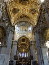 Bergamo, barocker Innenraum in der Basilika von Santa Maria Maggiore, Stuck von Giovanni Angelo Sala (29.09.2018)
