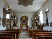 Ebing, barocke Alt�re und Kanzel in der Pfarrkirche St. Jakobus (09.04.2018)