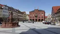 Tauberbischofsheim, Rathaus am Marktplatz, neugotisch erbaut von 1865 bis 1867 (15.04.2018)