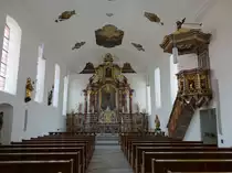 Tauberbischofsheim, St. Lioba Kirche, 1650 errichtet, nach weiteren Ver�nderungen im barocken Stil 1753 fertiggestellt (15.04.2018)