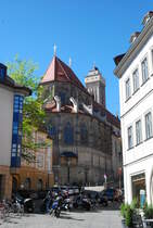 Bamberg, Altstadt. Blick auf die Rckseite der kath. Pfarrkirche  Obere Pfarre  am Unteren Kaulberg - 06.05.2018