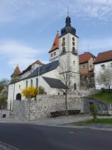 Brand, Ev. Kirche und Schloss in der Schlostrae, Kirche erbaut 1690 (23.04.2018)