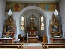 Dettlingen, Altre in der kath. Pfarrkirche St. Pantaleon, gotischer Flgelaltar aus dem 15. Jahrhundert (10.05.2018)