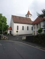 Unterafferbach, kath. Pfarrkirche St. Wendelin, Saalbau mit Chorturm, erbaut 1928 durch Karl Schmitt (13.05.2018)