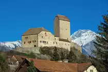 Schloss Sargans, 1282 erstmals urkundlich erw�hnt, steht auf einem Felsen oberhalb Sargans. Aufnahme vom 23. M�rz 2019, 17:59