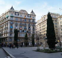 Nahe der Via Laietana in Barcelona. Blick ber die Plaa de Ramon Berenguer el Gran, 17.04.2019.
