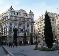 Nahe der Via Laietana in Barcelona. Blick �ber die Pla�a de Ramon Berenguer el Gran, 17.04.2019.