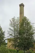 Schornstein der Meierei in Potsdam an der  Gasthausbrauerei am Ufer des Jungfernsees an der n�rdlichsten Spitze des Neuen Gartens in Potsdam, gesehen am 15. Mai 2019.