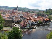 Ausblick auf die Altstadt mit St. Veit Kirche von Cesky Krumlov oder Krumau (26.05.2019)