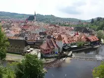 Ausblick auf die Altstadt mit St. Veit Kirche von Cesky Krumlov oder Krumau (26.05.2019)