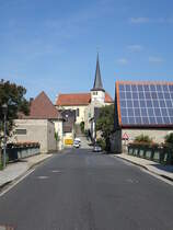 Schwebenried, kath. St. Michael Kirche am Kirchberg, erbaut von 1752 bis 1754 (26.05.2018)