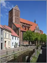 Wismar. Die Bauzeit der St.-Nikolai-Kirche wird mit 1381 bis 1487 angegeben. Sie geh�rt als Meisterwerk der Sp�tgotik zum UNESCO-Welterbe. 05.05.2019