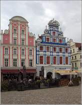 Szczecin (Stettin). Diese Giebelhuser am Heumarkt wurden nach den Zerstrungen des Zweiten Weltkrieges wieder aufgebaut. 09.05.2019