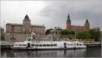 Szczecin (Stettin). Die Hakenterasse entstand von 1900 bis 1914. Links im Bild ist das Nationalmuseum Stettin und rechts das Geb�ude der Woiwodschaft Westpommern zu sehen. 09.05.2019