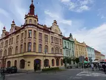 Vodnany, Geb�ude am Freiheitsplatz Namesti Svobody (25.05.2019)