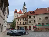 Prachatice, Sgrafitti H�user und Pfarrkirche St. Jakob am Velke Namesti (25.05.2019)